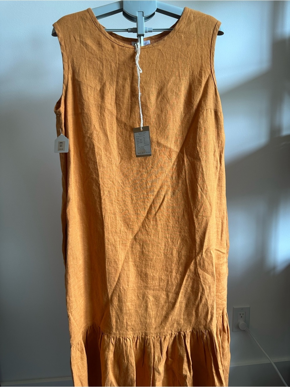 Women’s Maxi Dress in Mustard Orange - Lightweight Sleeveless Linen